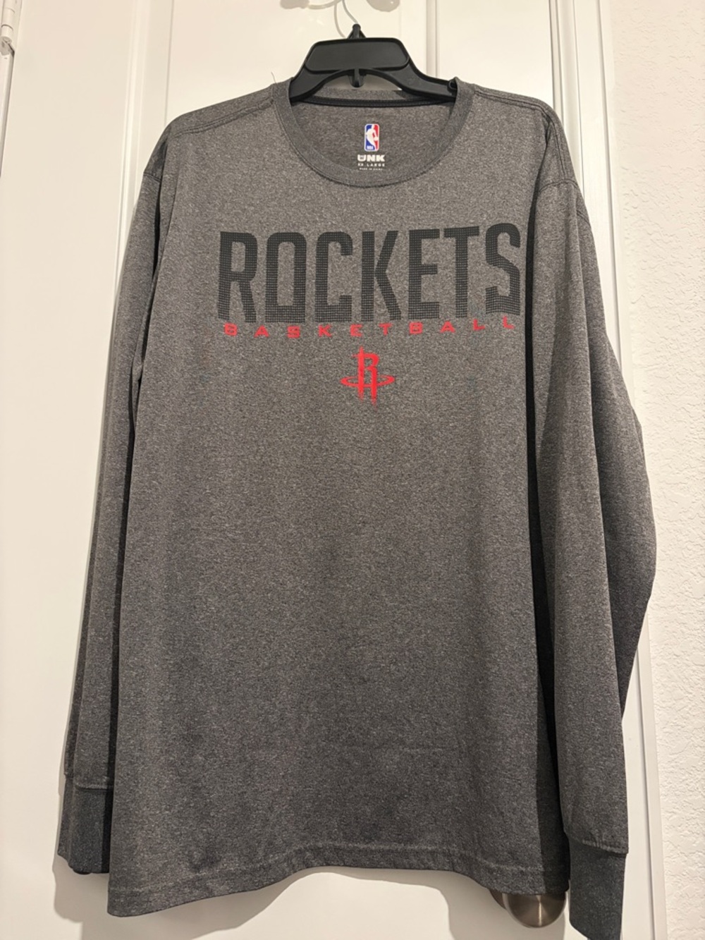 Houston Rockets Gray and Red Long Sleeve Basketball Tee